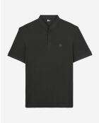 Kurzärmliges Poloshirt mit schwarzer Patchstickerei