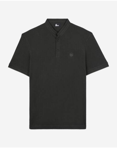 Kurzärmliges Poloshirt mit schwarzer Patchstickerei
