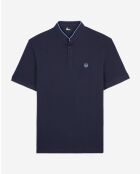 Kurzärmliges Poloshirt mit marineblauer Patchstickerei