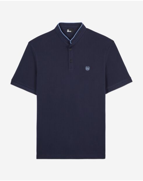 Kurzärmliges Poloshirt mit marineblauer Patchstickerei