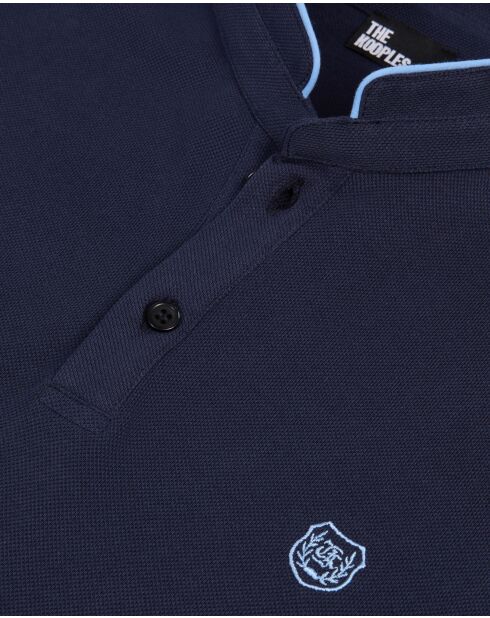Kurzärmliges Poloshirt mit marineblauer Patchstickerei