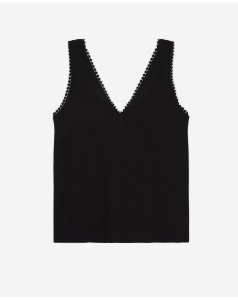 Ärmelloses Top mit schwarzem Spitzendetail