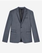 Hellgraue, melierte und weiße Anzugjacke mit Doppelschlitz