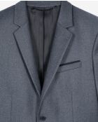 Hellgraue, melierte und weiße Anzugjacke mit Doppelschlitz