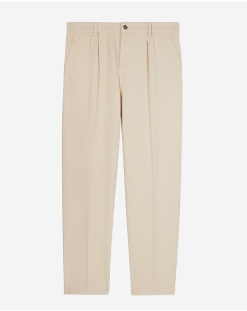 Pantalon casual avec poches italiennes et plis beige
