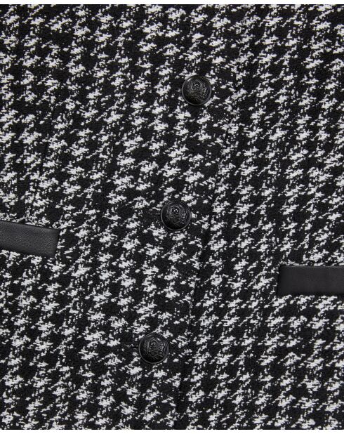 Kurze Jacke mit schwarz-weißem Lederdetail