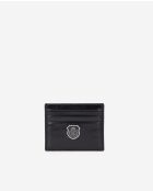 Porte-cartes en cuir avec écusson métallique black