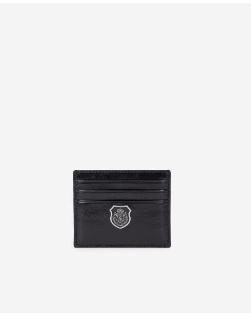 Porte-cartes en cuir avec écusson métallique black