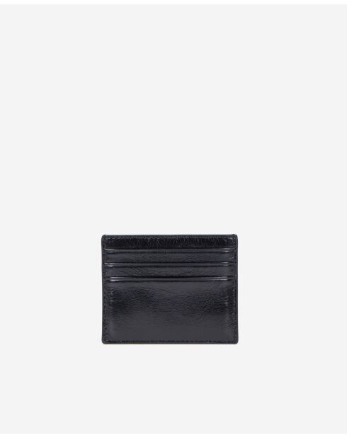 Porte-cartes en cuir avec écusson métallique black