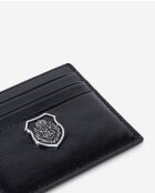 Porte-cartes en cuir avec écusson métallique black