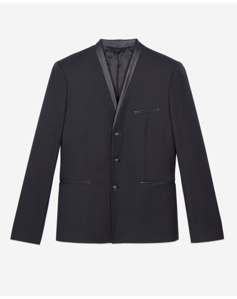 Schwarze kragenlose Anzugjacke