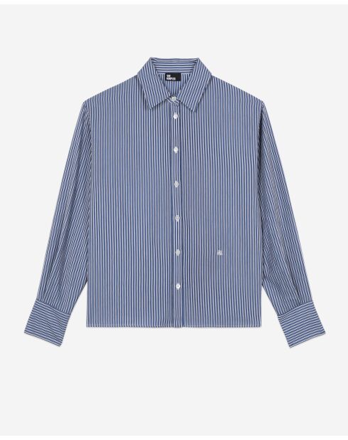 Chemise à manches longues col classique blue white