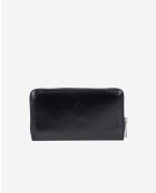 Portfeuille en cuir avec écusson métallique black