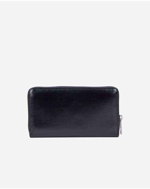 Portfeuille en cuir avec écusson métallique black