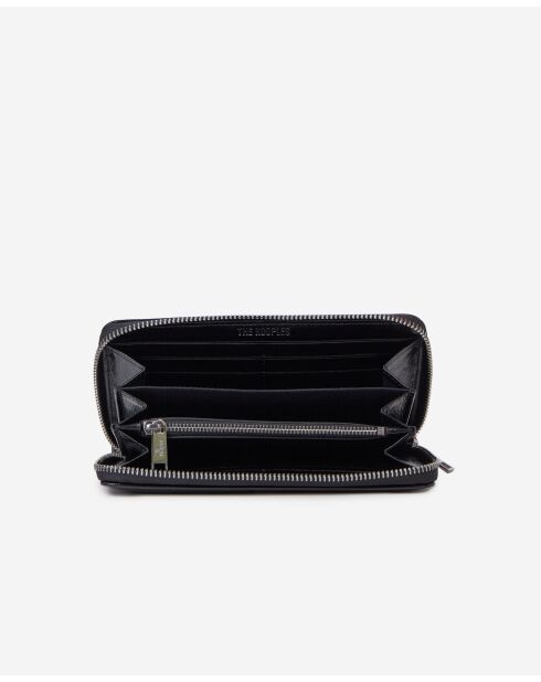 Portfeuille en cuir avec écusson métallique black