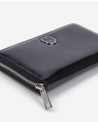 Portfeuille en cuir avec écusson métallique black