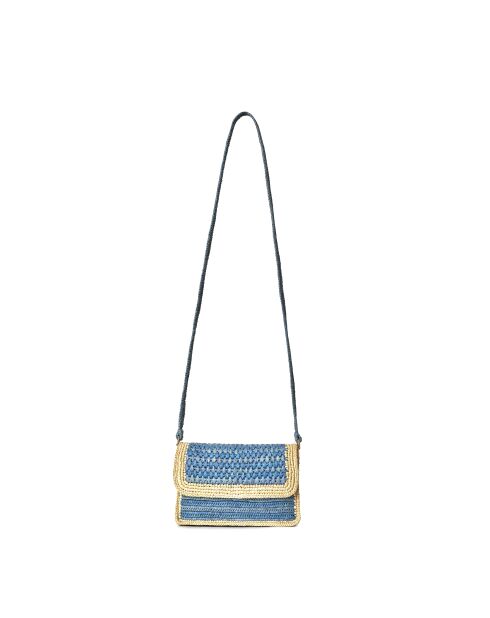 Bandolera Calao natural en jean azul royal