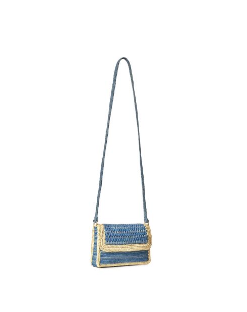 Bandolera Calao natural en jean azul royal