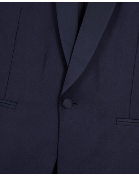 Veste de costume détails satines et petite pochette poitrine navy