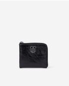 Porte-monnaie en cuir avec écusson métallique black