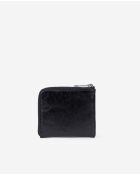 Porte-monnaie en cuir avec écusson métallique black