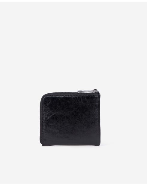 Porte-monnaie en cuir avec écusson métallique black