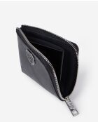 Porte-monnaie en cuir avec écusson métallique black