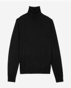 Schwarzer bestickter Rollkragenpullover