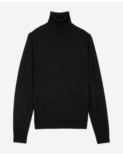 Schwarzer bestickter Rollkragenpullover