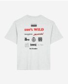 Kurzarm-T-Shirt mit Front- und Rückendruck hellgrau meliert