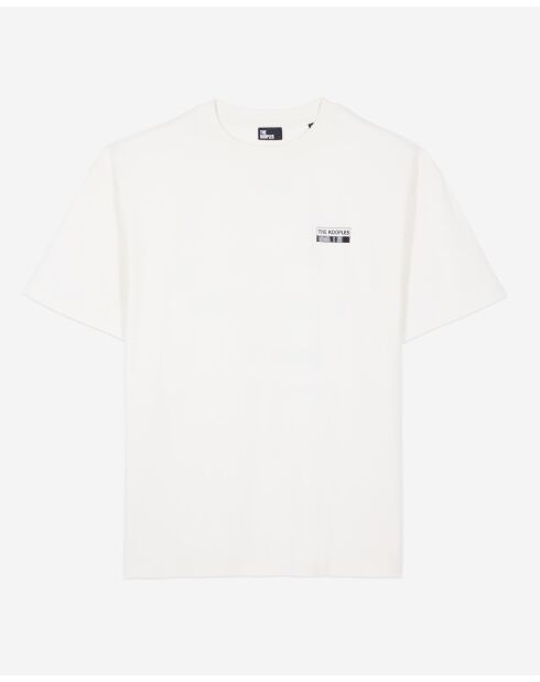 Kurzarm-T-Shirt mit ecrufarbenem Vorder- und Rückendruck