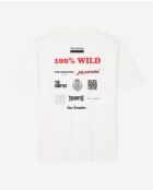 Kurzarm-T-Shirt mit ecrufarbenem Vorder- und Rückendruck