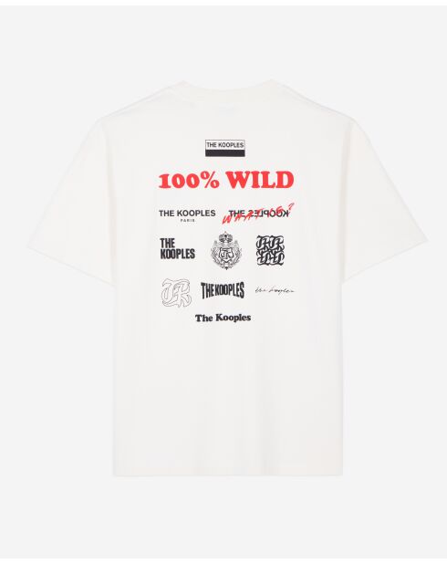 Kurzarm-T-Shirt mit ecrufarbenem Vorder- und Rückendruck