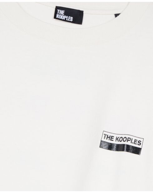 Kurzarm-T-Shirt mit ecrufarbenem Vorder- und Rückendruck