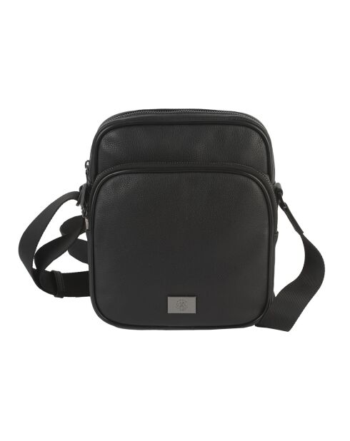 Sac à bandoulière en cuir James noir - 23x19,5x8 cm
