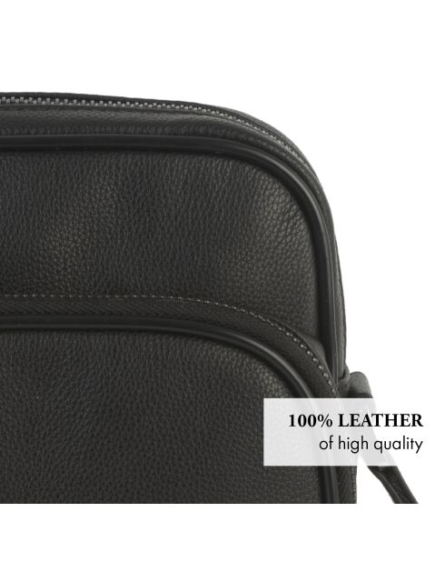 Sac à bandoulière en cuir James noir - 23x19,5x8 cm