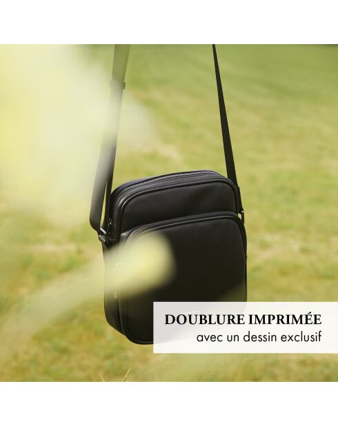 Sac à bandoulière en cuir James noir - 23x19,5x8 cm