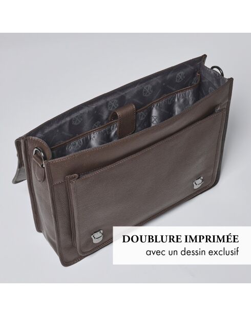 Porte-document en cuir Orsay marron - 38x13x31 cm