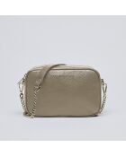 Montmartre Schultertasche aus nudefarbenem Leder - 22x8,5x14,5 cm