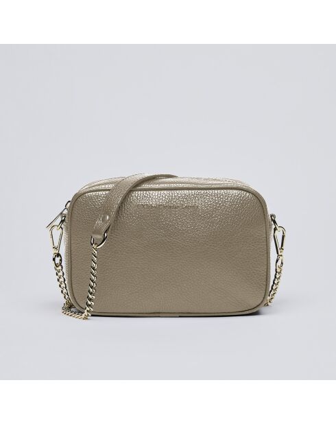 Montmartre Schultertasche aus nudefarbenem Leder - 22x8,5x14,5 cm