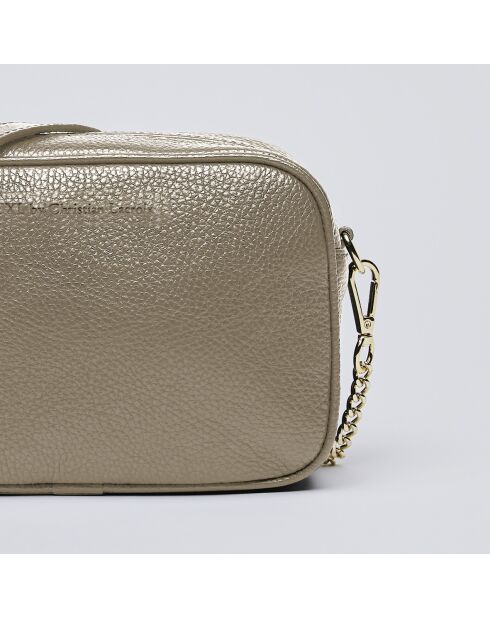 Montmartre Schultertasche aus nudefarbenem Leder - 22x8,5x14,5 cm