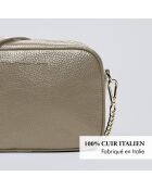 Montmartre Schultertasche aus nudefarbenem Leder - 22x8,5x14,5 cm