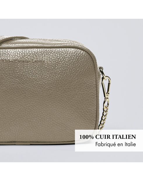 Montmartre Schultertasche aus nudefarbenem Leder - 22x8,5x14,5 cm