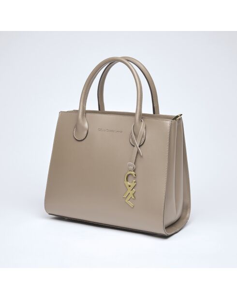 Borsa a mano Montaigne in pelle color carne - 31x15x26 cm