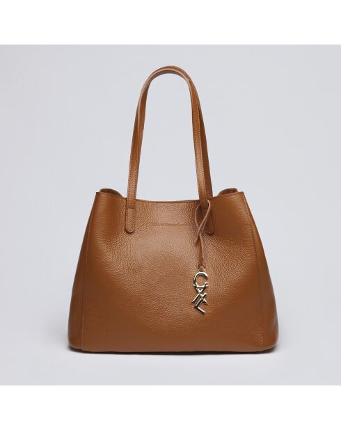 Alesia Handtasche aus cognacfarbenem Leder - 39x20x29 cm