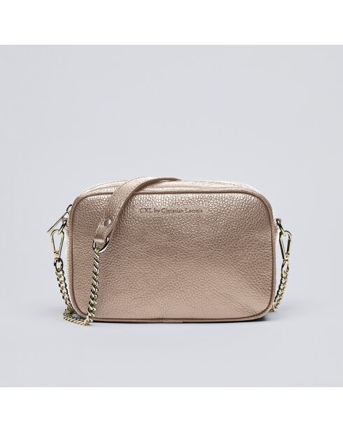 Montmartre Schultertasche aus roségoldenem Leder - 22x8,5x14,5 cm