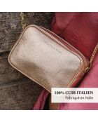 Montmartre Schultertasche aus roségoldenem Leder - 22x8,5x14,5 cm