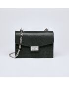 Schultertasche aus schwarzem Pappelleder - 21x10x16 cm