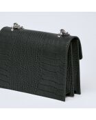 Schultertasche aus schwarzem Pappelleder - 21x10x16 cm