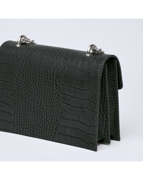 Schultertasche aus schwarzem Pappelleder - 21x10x16 cm